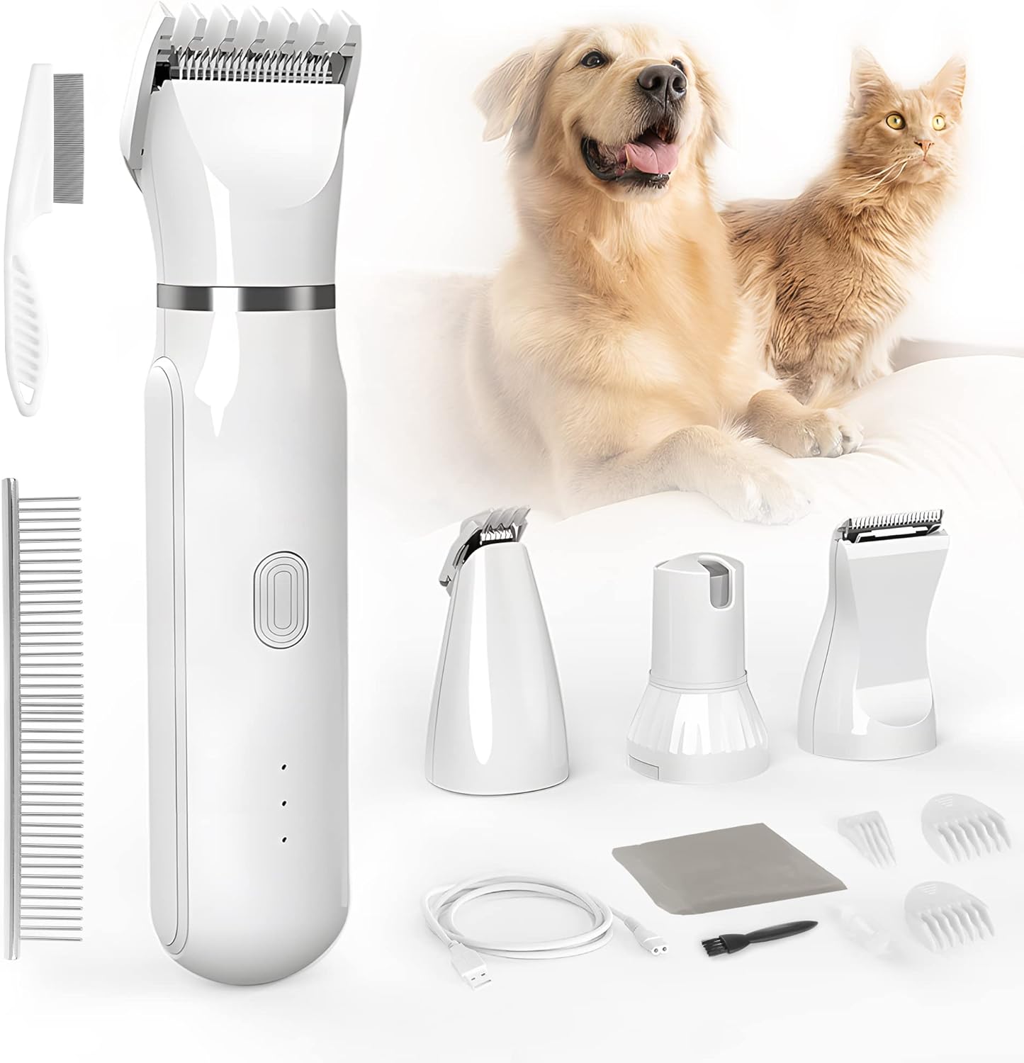 2024-Ultimate Pet Grooming Kit 🐶 4-in-1 Electric Clippers with 4 Interchangeable Blades